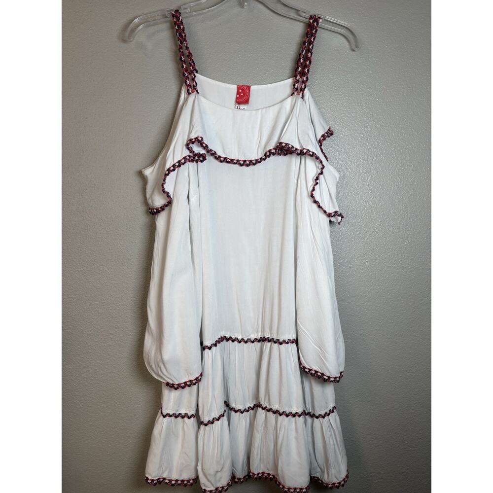 Anthropologie Red Garter Open Shoulder Cover‎ Up Dress White Womens Medium 8